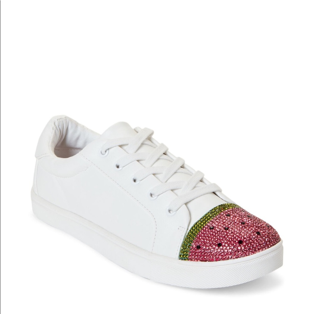 Betsey Johnson Limited Edition White Melon Embellished Sneakers New